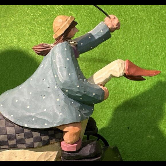 Williraye Studios Folk Art ~ GIRL W/BALLOON ON GOOSE (pull Toy Wagon) ~  WW1424 - Picture 2 of 9